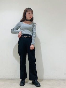 「スクエアネック(ネック)」｜やぎみさきさん（レディース・153cm）の冬コーディネート