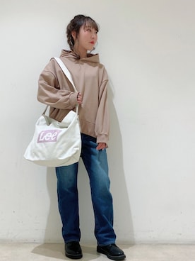 「Lee（リー）のアイテム（バッグ）」を使った、やぎみさきさん（レディース・153cm）の冬コーディネート