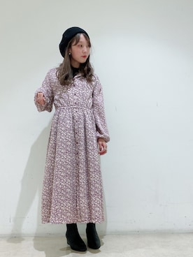 「earth music&ecology（アースミュージックアンドエコロジー）のアイテム（ニットキャップ/ビーニー）」を使った、やぎみさきさん（レディース・153cm）の冬コーディネート