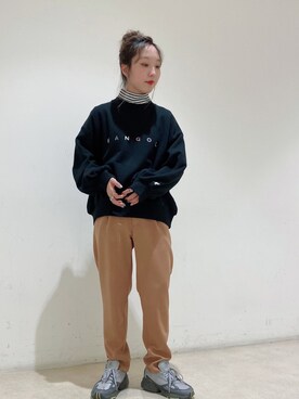 「KANGOL（カンゴール）のアイテム（Tシャツ/カットソー）」を使った、やぎみさきさん（レディース・153cm）の冬コーディネート