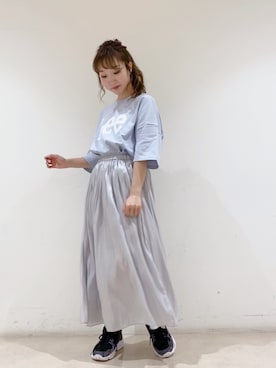「Lee（リー）のアイテム（Tシャツ/カットソー）」を使った、やぎみさきさん（レディース・153cm）の春コーディネート
