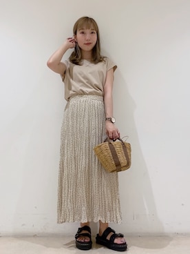 「ワッシャースカート」｜やぎみさきさん（レディース・152cm）の夏コーディネート