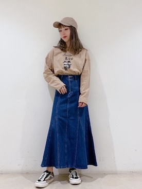 「Lee（リー）のアイテム（トップス）」を使った、やぎみさきさん（レディース・152cm）の秋コーディネート