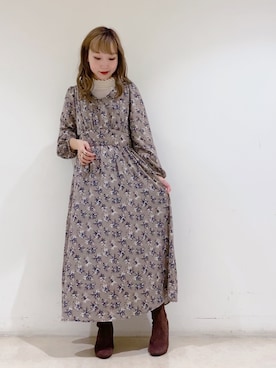 「earth music&ecology（アースミュージックアンドエコロジー）のアイテム（ワンピース）」を使った、やぎみさきさん（レディース・152cm）の秋コーディネート