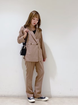 「earth music&ecology（アースミュージックアンドエコロジー）の2wayクロコミニショルダー ＊（ショルダーバッグ）」を使った、やぎみさきさん（レディース・152cm）の秋コーディネート