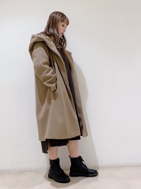 「earth music&ecology（アースミュージックアンドエコロジー）のケーブルヘンリーネックニットワンピース　＊（ワンピース）」を使った、やぎみさきさん（レディース・152cm）の秋コーディネート