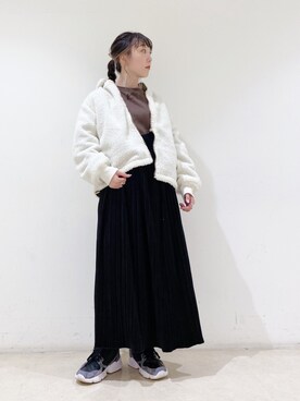 「フードコート」｜「アイテム（ブルゾン）」を使った、やぎみさきさん（レディース・152cm）の冬コーディネート
