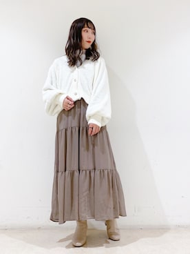「earth music&ecology（アースミュージックアンドエコロジー）のORiental TRaffic スクエアトウブーツ ＊（ブーツ）」を使った、やぎみさきさん（レディース・152cm）の冬コーディネート