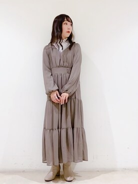 「earth music&ecology（アースミュージックアンドエコロジー）のORiental TRaffic スクエアトウブーツ ＊（ブーツ）」を使った、やぎみさきさん（レディース・152cm）の冬コーディネート