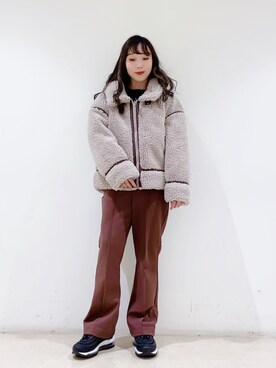 「フライトボアジャケット」｜やぎみさきさん（レディース・152cm）の冬コーディネート