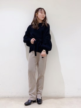 「earth music&ecology（アースミュージックアンドエコロジー）のORiental TRaffic スクエアトウブーツ ＊（ブーツ）」を使った、やぎみさきさん（レディース・152cm）の冬コーディネート