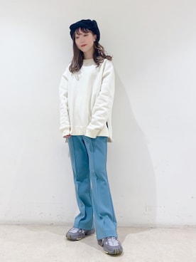 「白スウェット」｜やぎみさきさん（レディース・152cm）の冬コーディネート