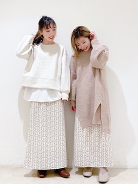 「earth music&ecology（アースミュージックアンドエコロジー）のORiental TRaffic スクエアトウブーツ ＊（ブーツ）」を使った、やぎみさきさん（レディース・152cm）の冬コーディネート
