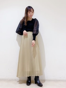「earth music&ecology（アースミュージックアンドエコロジー）のORiental TRaffic スクエアトウブーツ ＊（ブーツ）」を使った、やぎみさきさん（レディース・152cm）の冬コーディネート