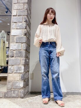 「シア―ブラウス」｜「アイテム（その他）」を使った、やぎみさきさん（レディース・152cm）の春コーディネート