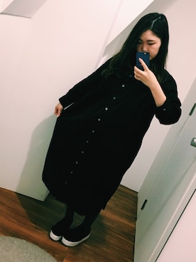 「MERVEILLE H.（メルベイユアッシュ）のアイテム（ワンピース、ブラック系）」を使った、🌜SOㄹA🌛さん（レディース）の春コーディネート