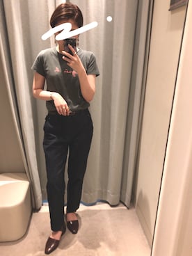 「agnes b.（アニエスベー）のS137 TS　ロゴTシャツ（Tシャツ/カットソー、グリーン系）」を使った、🌜SOㄹA🌛さん（レディース）の夏コーディネート