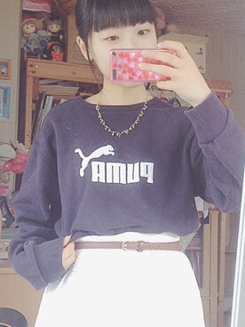 「PUMA（プーマ）のアイテム（スウェット、ブルー系）」を使った、まつさん（レディース・149cm）の秋コーディネート