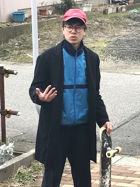 「スケートボード」｜「アイテム（ジャケット/アウター）」を使った、ニイガタブルースさん（メンズ・173cm）の春コーディネート