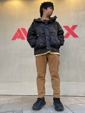 「AVIREX（アヴィレックス）のアイテム（ブルゾン）」を使った、南慎也さん（メンズ・166cm）の冬コーディネート