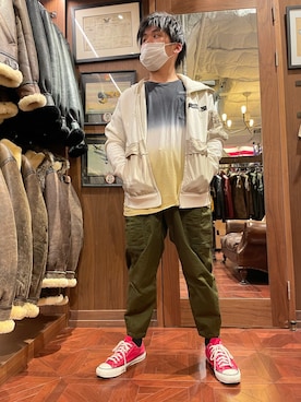 「AVIREX（アヴィレックス）のアイテム（シューズ）」を使った、南慎也さん（メンズ・166cm）の春コーディネート