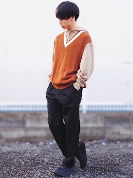「LIDNM（リドム）のアイテム（パンツ）」を使った、MASAKIさん（メンズ・168cm）の秋コーディネート