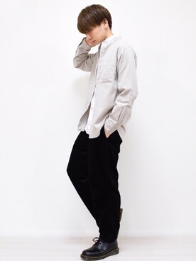 「Dr. Martens（ドクターマーチン）のDr.Martens / ドクターマーチン 1461 3EYE GIBSON SHOE 3ホール ギブソン シューズ ブーツ（ブーツ）」を使った、MASAKIさん（メンズ・168cm）の秋コーディネート