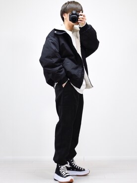 「CREARE -LINO-（クレアーレリノ）のアイテム（スウェット）」を使った、MASAKIさん（メンズ・168cm）の冬コーディネート