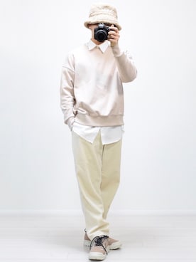 「GU（ジーユー）のアイテム（スニーカー）」を使った、MASAKIさん（メンズ・168cm）の冬コーディネート