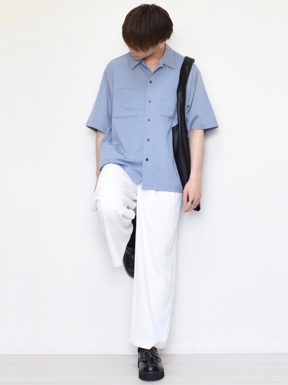 MASAKIさんの「ドレープオープンカラー　半袖シャツ（JUNRed）」を使ったコーディネート