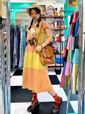 「Hello Hippieのアイテム」を使った、CatKithanさん（レディース・164cm）の夏コーディネート