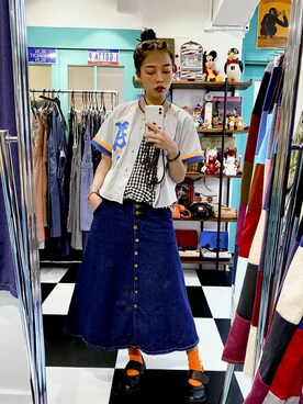 「Hello Hippieのアイテム」を使った、CatKithanさん（レディース・164cm）の夏コーディネート