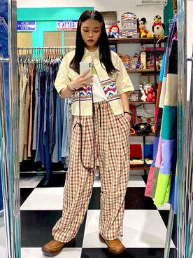 「Hello Hippieのアイテム」を使った、CatKithanさん（レディース・164cm）の夏コーディネート