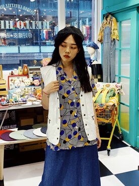 「Hello Hippieのアイテム」を使った、CatKithanさん（レディース・164cm）の夏コーディネート