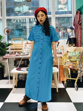 「Hello Hippieのアイテム」を使った、CatKithanさん（レディース・164cm）の夏コーディネート