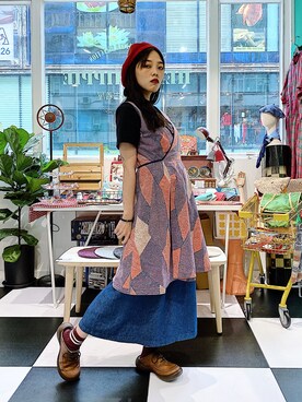 「Hello Hippieのアイテム」を使った、CatKithanさん（レディース・164cm）の夏コーディネート