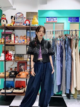 「Hello Hippieのアイテム」を使った、CatKithanさん（レディース・164cm）の夏コーディネート