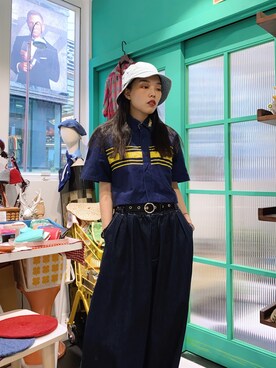 「Hello Hippieのアイテム」を使った、CatKithanさん（レディース・164cm）の夏コーディネート