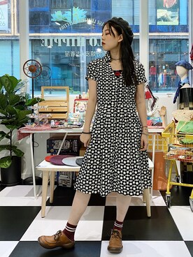 「Hello Hippieのアイテム」を使った、CatKithanさん（レディース・164cm）の夏コーディネート