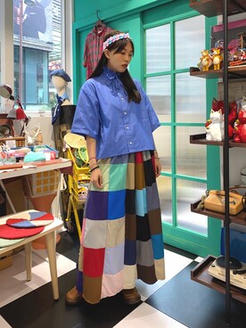 「Hello Hippieのアイテム」を使った、CatKithanさん（レディース・164cm）の夏コーディネート