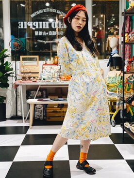 「Hello Hippieのアイテム」を使った、CatKithanさん（レディース・164cm）の夏コーディネート