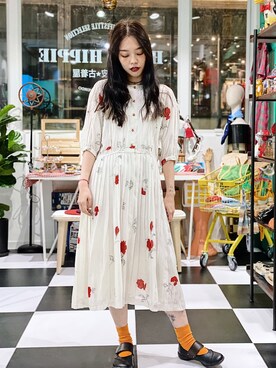 「Hello Hippieのアイテム」を使った、CatKithanさん（レディース・164cm）の夏コーディネート