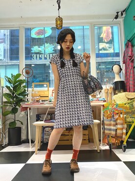 「Hello Hippieのアイテム」を使った、CatKithanさん（レディース・164cm）の夏コーディネート