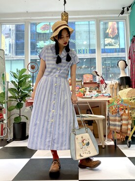 「Hello Hippieのアイテム」を使った、CatKithanさん（レディース・164cm）の夏コーディネート