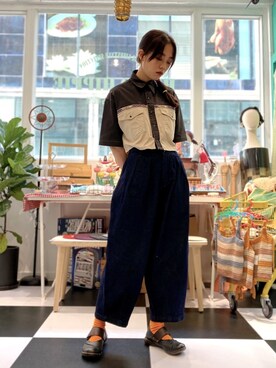 「Hello Hippieのアイテム」を使った、CatKithanさん（レディース・164cm）の夏コーディネート