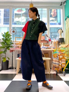 「Hello Hippieのアイテム」を使った、CatKithanさん（レディース・164cm）の夏コーディネート