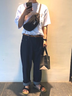「Lui's（ルイス）のナローベルト（ベルト）」を使った、Leoさん（メンズ・168cm）の夏コーディネート
