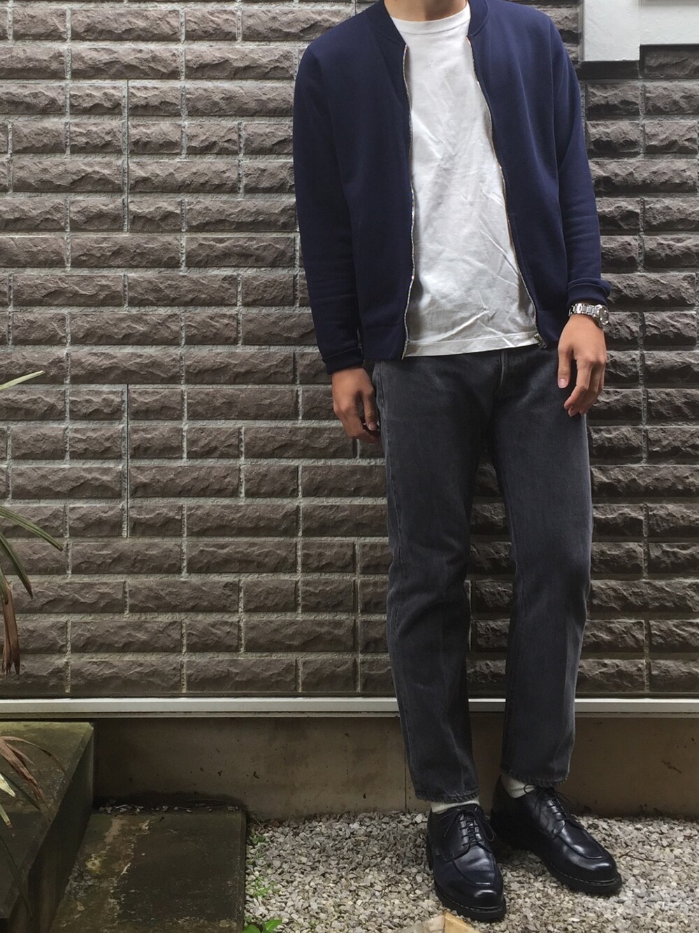 「ParabootのParaboot(パラブーツ): "CHAMBORD"（シャンボード）（ブーツ、ブルー系）」を使った、kenさん（メンズ・186cm）の春コーディネートの1枚目の写真