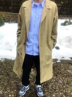 「UNIQLOコーデ」｜「アイテム（ステンカラーコート）」を使った、こーふくさん（メンズ・171cm）の冬コーディネート