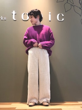 「ELENCARE DUE（エレンカーレデュエ）の・ELENCARE DUE フリルカラーブラウス＊（シャツ/ブラウス、ベージュ系）」を使った、たかやまゆいさん（レディース・153cm）の秋コーディネート